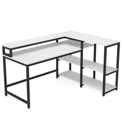 Computer Gaming Desk Reversible L Shaped Modern Wooden Office Desk