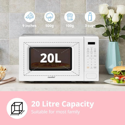 COMFEE 700w 20 Litre Digital Microwave Oven with 6 Cooking Presets, Express Cook, 11 Power Levels, Defrost, and Memory Function