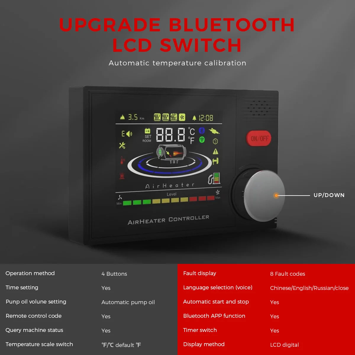 8KW 12V&24V portable Diesel Air Heater bluetooth App & Remote Control Ultra quiet Night Heater for RV car campervan tent home