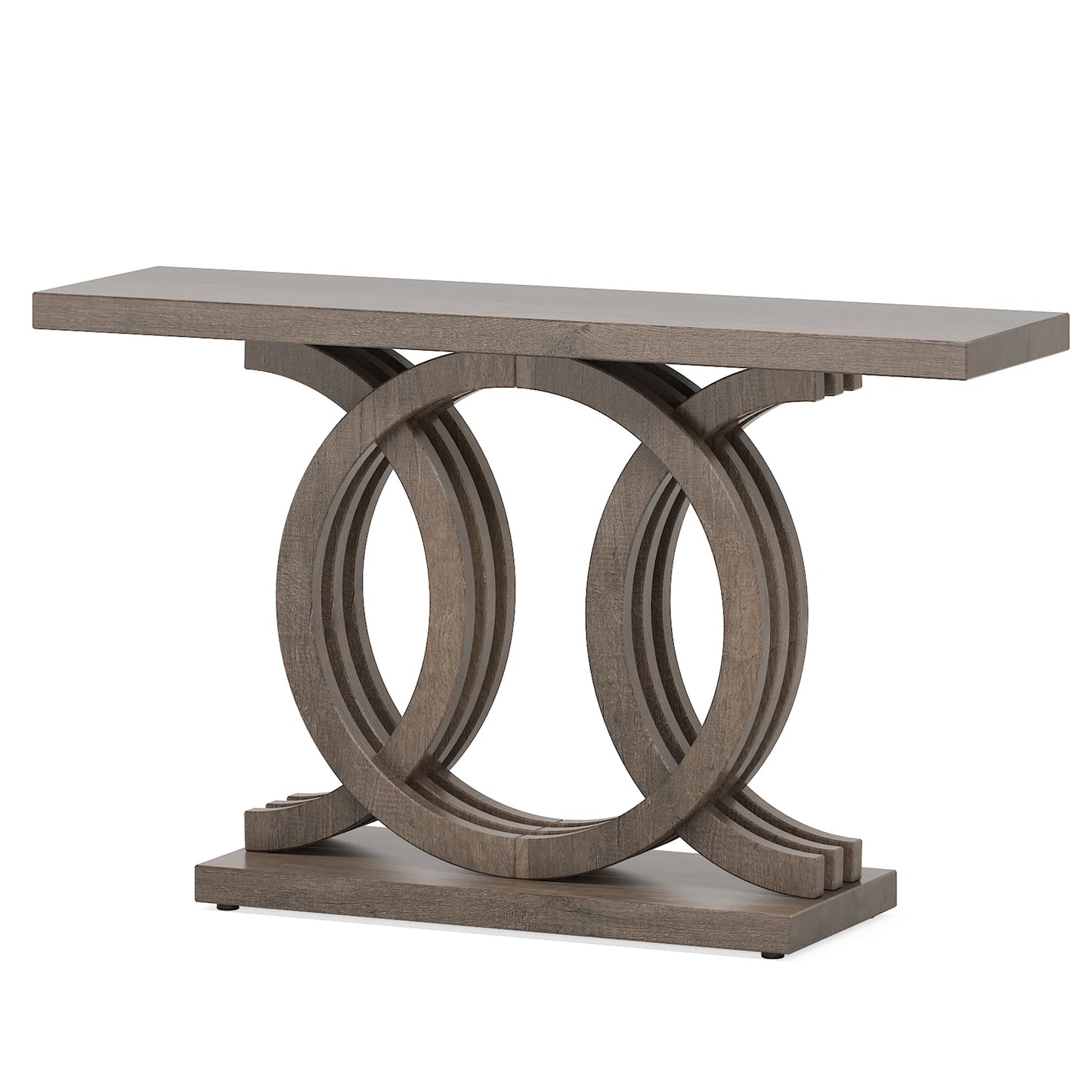 Entrance furniture modern antique rustic brown retro wood farmhouse entry hallway table console 140cm with Geometric Base