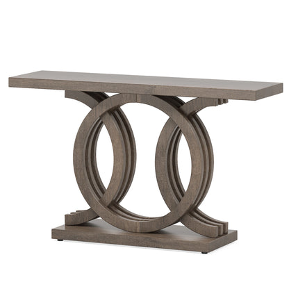Entrance furniture modern antique rustic brown retro wood farmhouse entry hallway table console 140cm with Geometric Base