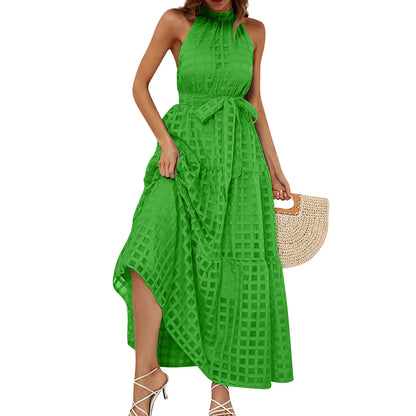 Elegant Sleeveless Halter Neck Maxi Dress