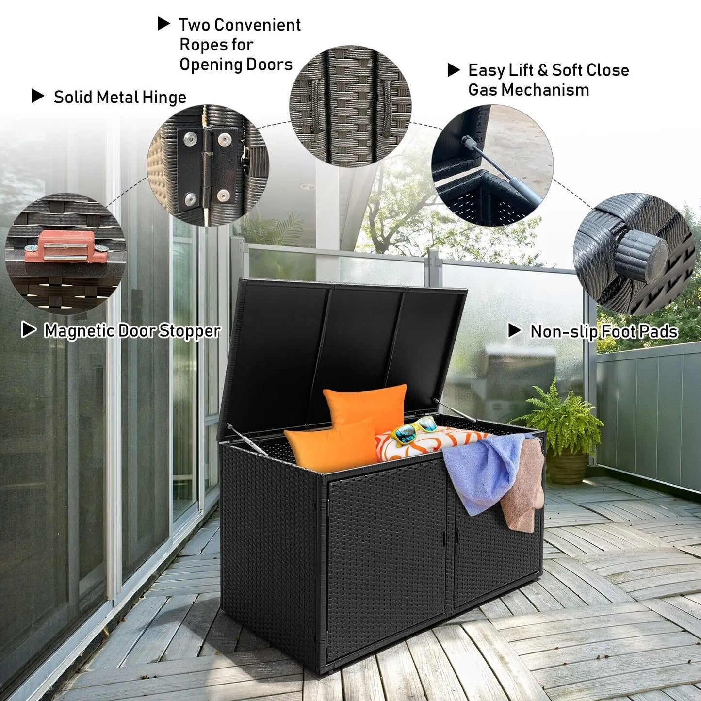 GOFLAME Outdoor PE Wicker Storage Box 330L Garden Patio Storage Container