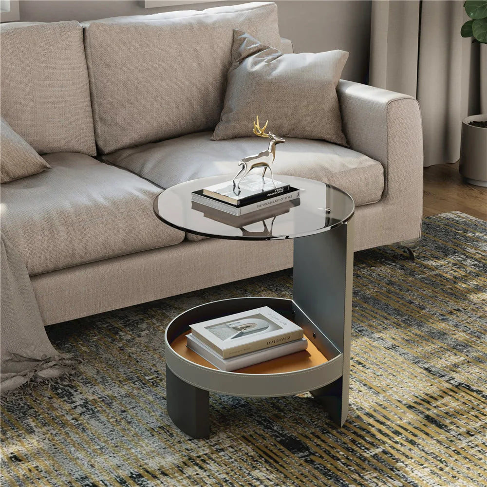 Wisfor Glass Coffee Tables for Living Room Round Coffee Tables Modern Circle Coffee Table for Small Space Home