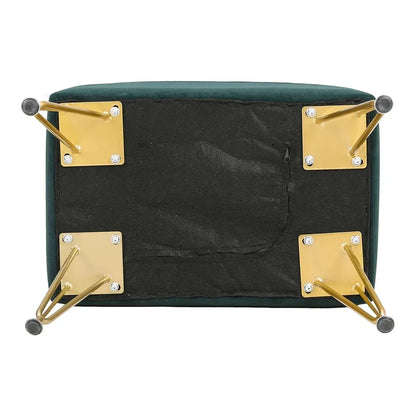 Green Multifunctional Household Soft Channel Velvet Stool with Gold Legs
