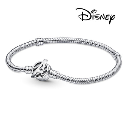 Disney 925 Sterling Silver Bracelet Moments Sparkling Mickey Mouse Heart Clasp Snake Chain Bracelet for Women DIY Charms Beads