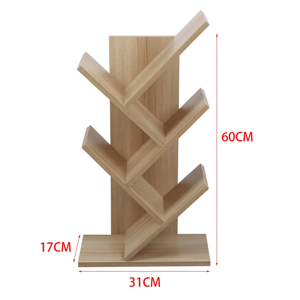 Livingandhome Rustic Standing Tree Bookshelf Wood Display Rack Kids Bookshelf  Bookshelves for Home
