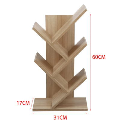 Livingandhome Rustic Standing Tree Bookshelf Wood Display Rack Kids Bookshelf  Bookshelves for Home
