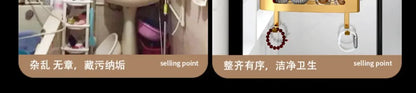 Pull Gold Shower Room Frame Large Capacity Bathroom Double Layer Hanging Basket Without Perforated Wall Hanging Receive Hook