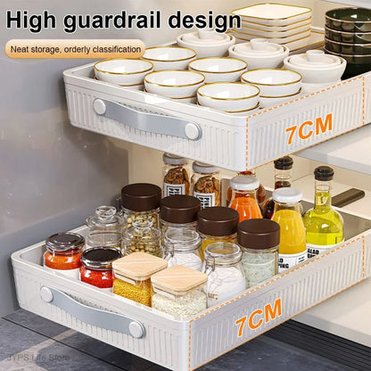 Kitchen Storage Rack with Slide Rails Pull Out Cabinet Organizer Drawer Storage Tray Spice Jars Storage Rack Kitchen