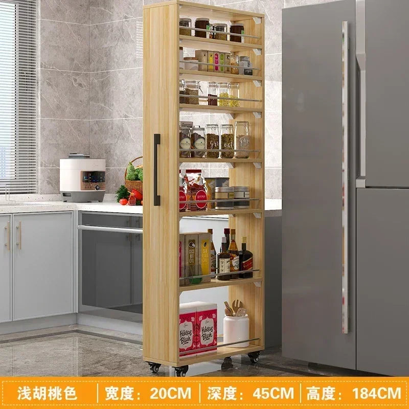 Crack storage rack, kitchen, refrigerator, gap shelf, narrow side cabinet, side pull large capacity and movable