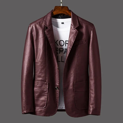 Men's Slim Suit Leather Jacket