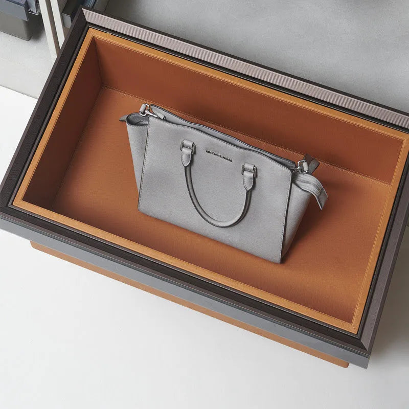 Wardrobe jewelry leather storage box grid cloakroom pull-out type built-in multi-functional telescopic pants rack pull basket ac