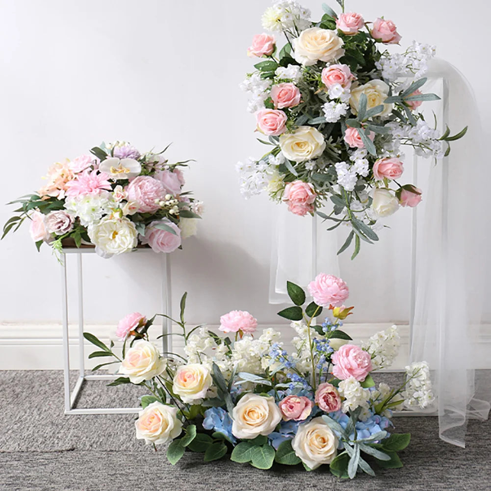 White/Gold Column Flower Stand for Wedding Decoration