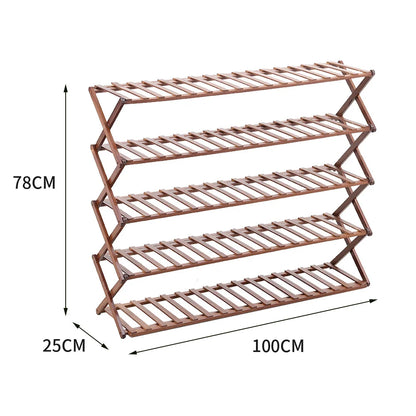 Brown 5 Tier Bamboo Flower Stand Rack Indoor for Patio Garden Balcony