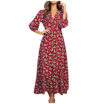 Summer Floral Print Long Dress
