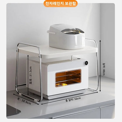 Stainless Steel Pull out Kitchen Countertop Storage Rack Multi Functional Microwave Oven Rice Cooker Oven Organizer Shelf
