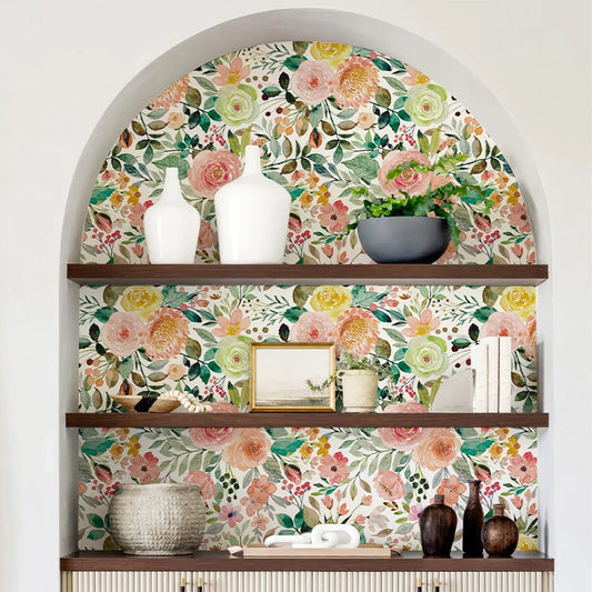 Livingandhome European Countryside Style Floral Wallpaper Roll Self Adhesive