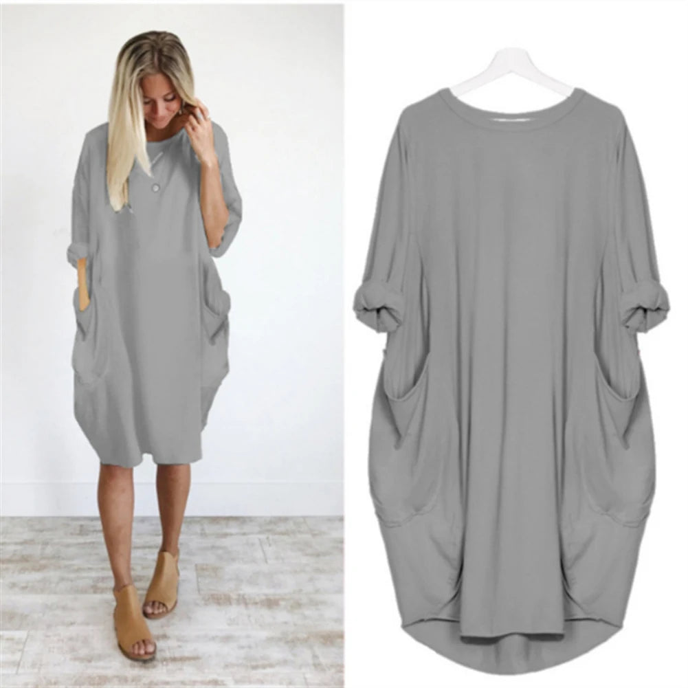 Women's Loose  Long Sleeved Summer Plus Size Dress