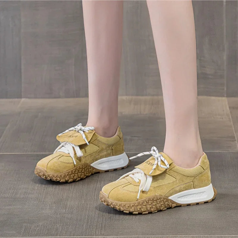 Fujin 4cm Chunky Sneaker Comfy Flats Booties Mixed Color