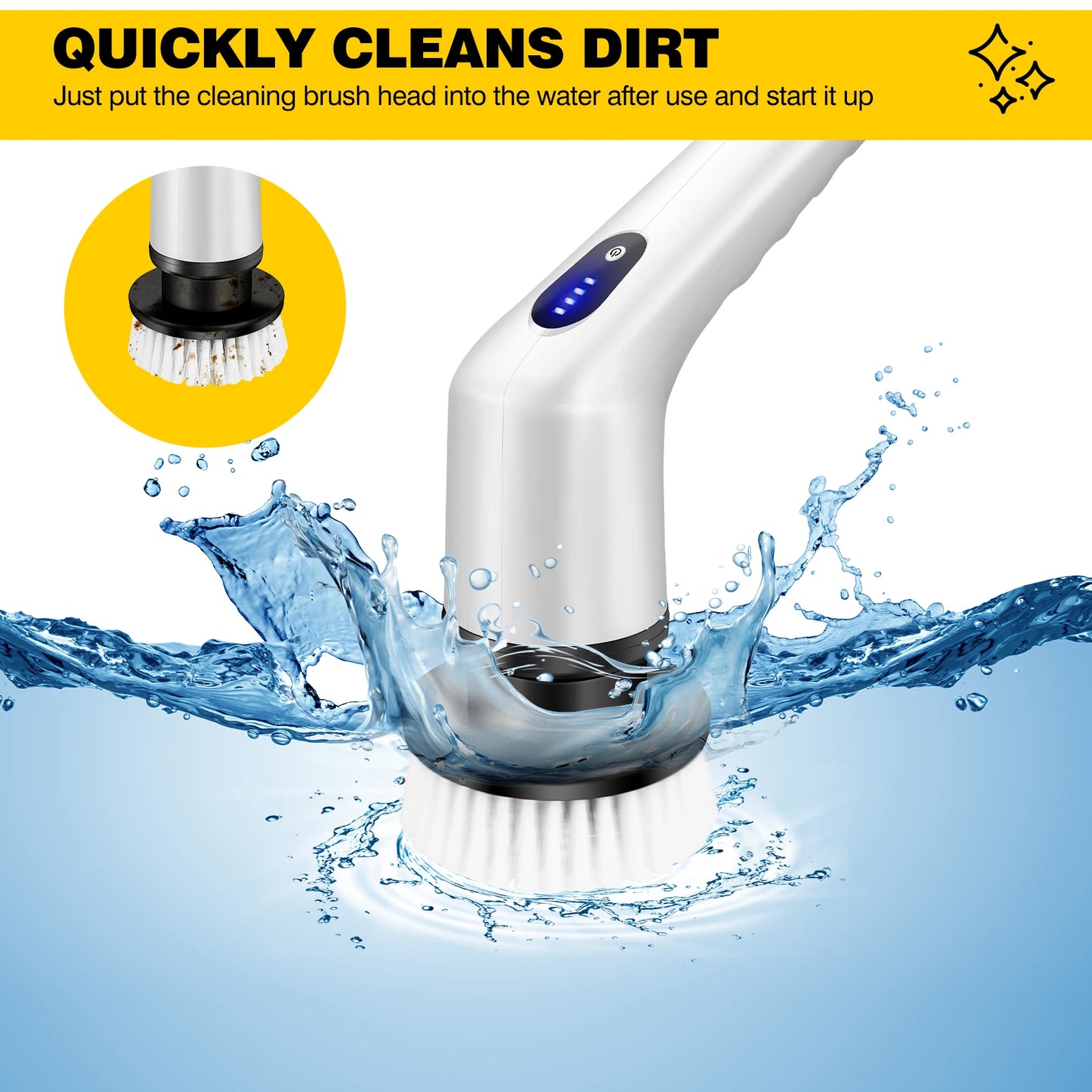 DayPlus Cordless Electric Brush Multi-functional Automatic Hand-held Electric Cleaning Brush Bathroom Toilet Floor Toilet 3 Head