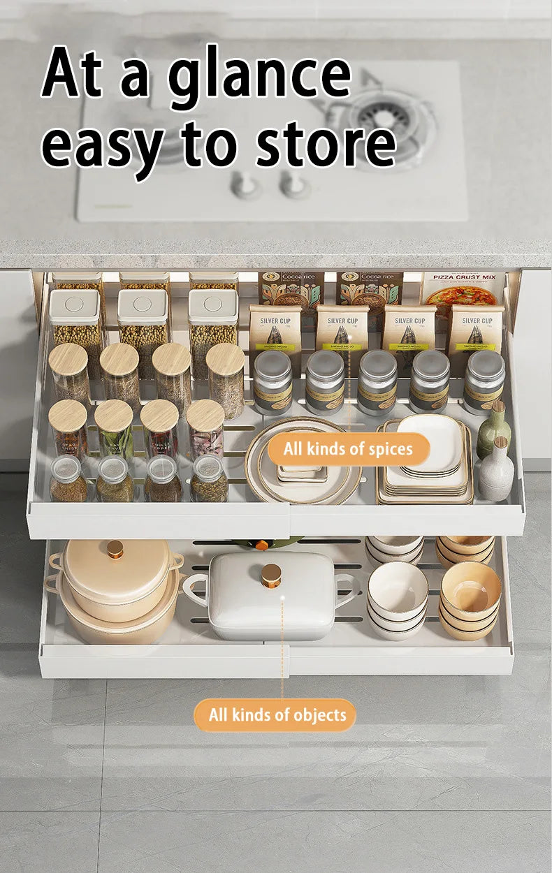 Expandable Pull Out Cabinet Organizer Metal Stick Slide Out  Drawers Storage Kitchen Adjustable Sliding Roll Out Cabinet Shelves