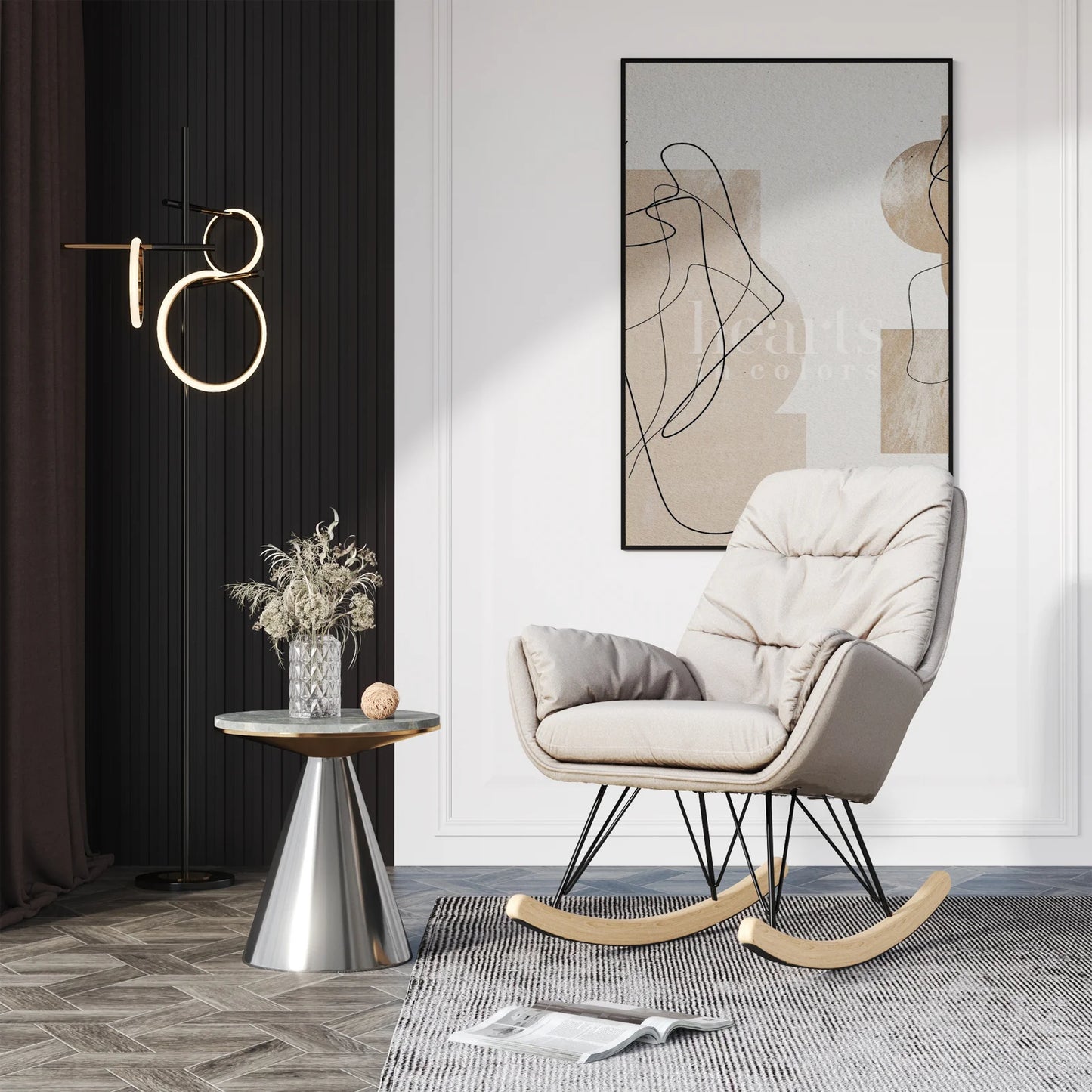White Luxury Wooden Rocking Chair Leisure Chair