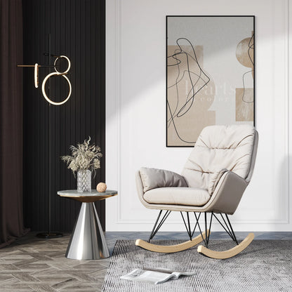 White Luxury Wooden Rocking Chair Leisure Chair