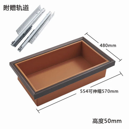 Wardrobe jewelry leather storage box grid cloakroom pull-out type built-in multi-functional telescopic pants rack pull basket ac