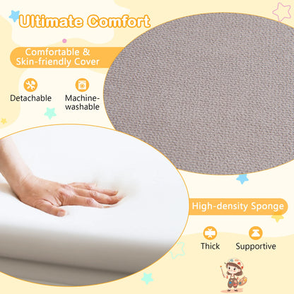 GOFLAME 2-in-1 Toddler Fold out Couch, Convertible Sofa to Lounger with Soft & Machine Washable Sofa Cover