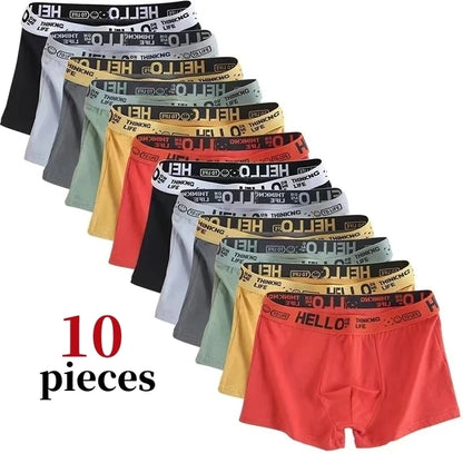 10Pcs/Men's Underwear Fashion High Stretch Boxer