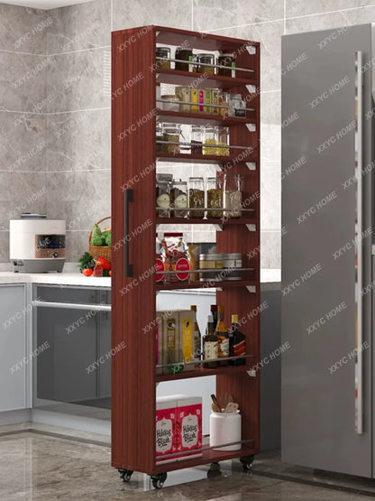 Crack storage rack, kitchen, refrigerator, gap shelf, narrow side cabinet, side pull large capacity and movable