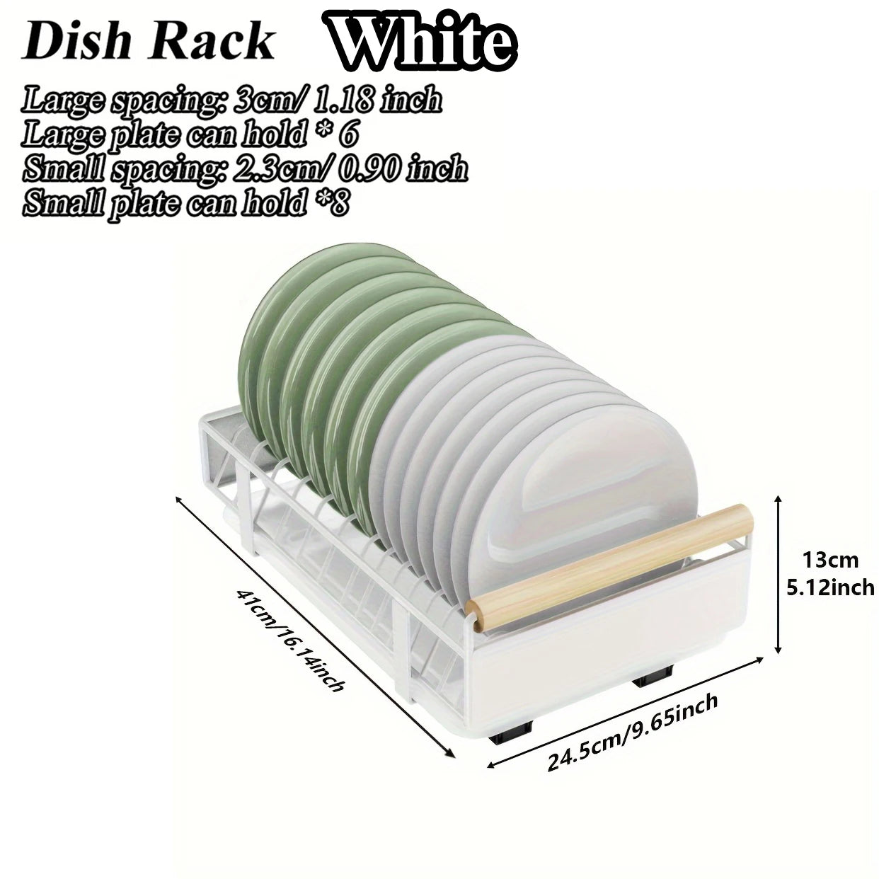 KIXOT Pull Out Organizer, Pull-out Dish Rack With Wooden Handle And Drain Tray, Multifunctional Single Layer Dish Drying Rack
