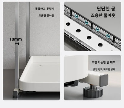Stainless Steel Pull out Kitchen Countertop Storage Rack Multi Functional Microwave Oven Rice Cooker Oven Organizer Shelf