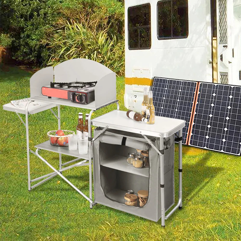Outdoor Protable Camp Kitchen with Zippered Storage