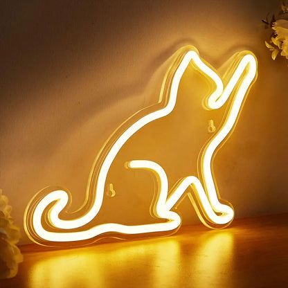 Cat LED Neon Sign Neon Light USB Powered Night Light, 3D Wall Art Decor Neon Signs for Bedroom Living Room Decor Holiday Gift