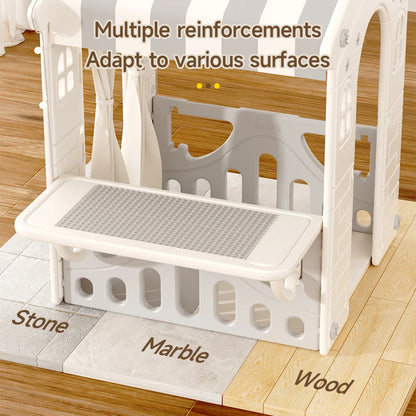 Kids Plastic Playhouse for Indoor Outdoor, Portable Game Cottage with Curtain, Gift Playhouse for Kids