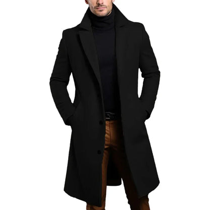 Warm And Comfortable Black Trench Coat For Men