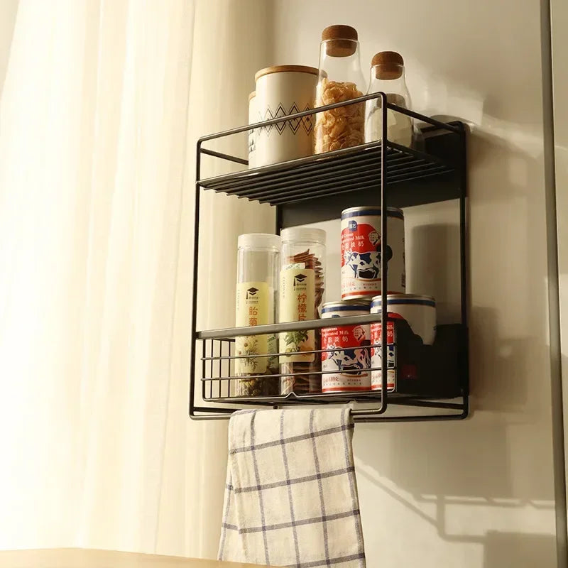 Magnetic Spice Rack Refrigerator Kitchen No Drill Hanging Multi Layer Storage Organizer Pull Out Side Mount Shelf