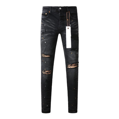 Brand Jeans American High Street Paint Hole Black