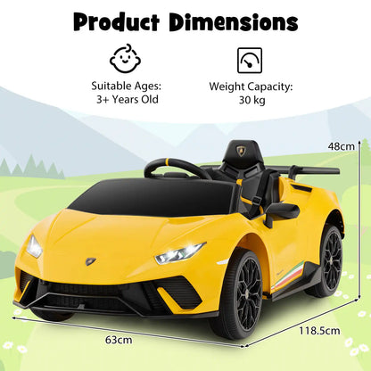 DORTALA Lamborghini Kids Ride on Car 12V Battery Powered Electric Vehicle-Yellow