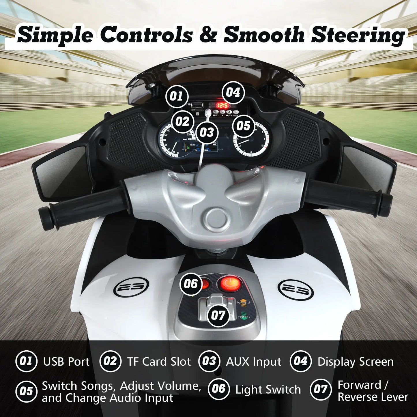 DORTALA Kids Ride On Motorcycle 12V Electric Battery Powered Ride On Bike w/ LED Lights