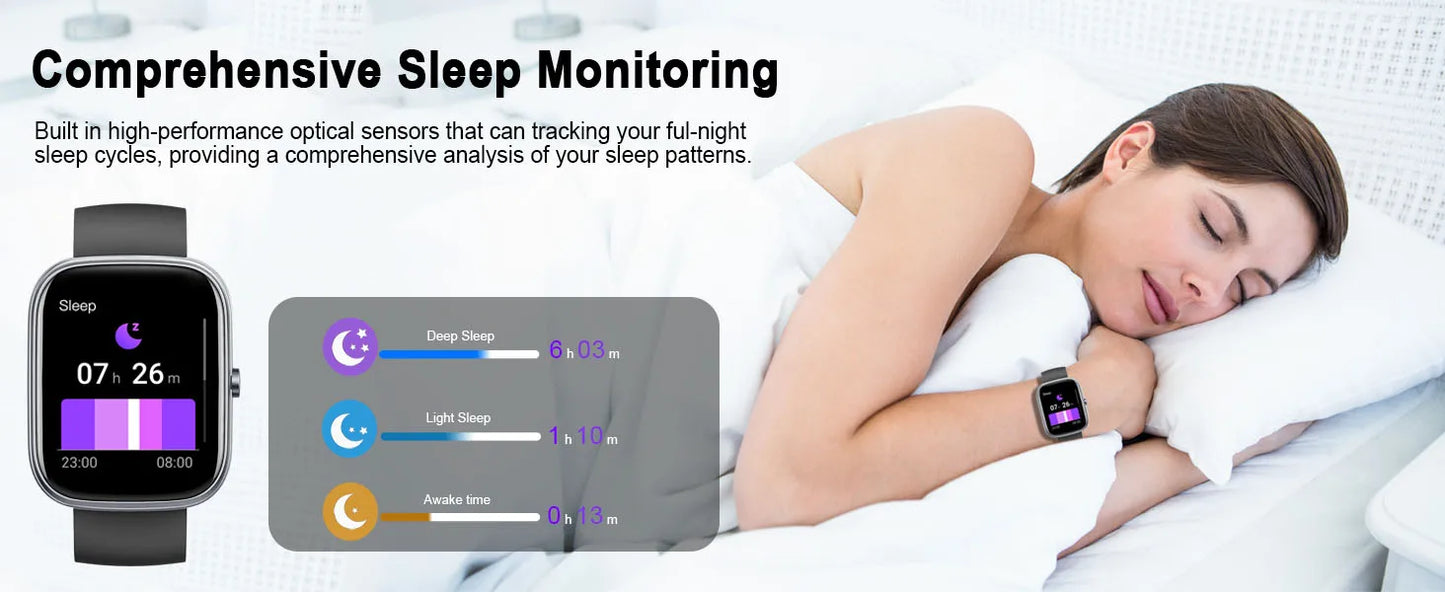 Smart Watch, 1.91" Smartwatch (Answer/Make Call), IP68 Waterproof Fitness Tracker, 110+ Sport Modes, Heart Rate and Sleep Monit