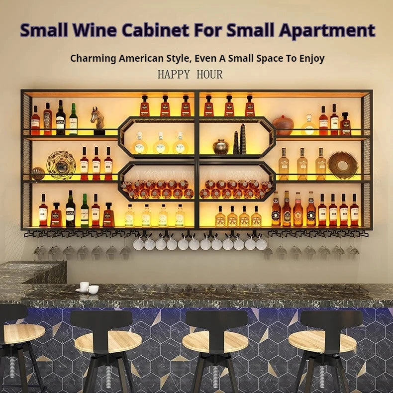 Drinks Bar Cabinet Portable Shelves Luxury Whiskey Iron Wine Rack Outdoor Home Open Cabinets Display Vitrinas Full Bar Furniture