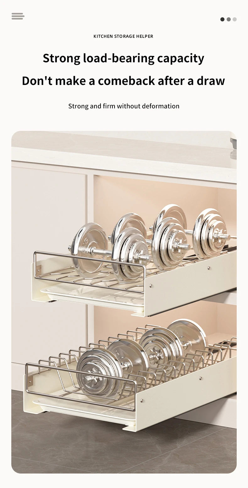 Drain Pull Out Dish Racks Slideable Stainless Steel Bowl Rack Cabinet Tray Storage Holder Kitchen Basket Plate Drain Shelf Rack