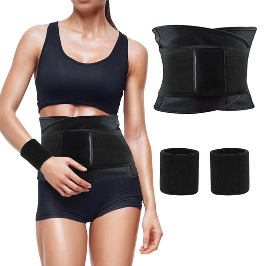 Home Gym Back Support Workout With Sweatbands For Women Weight Loss Waist Trimmer Belly Fat Fitness Trainer Black Slimming