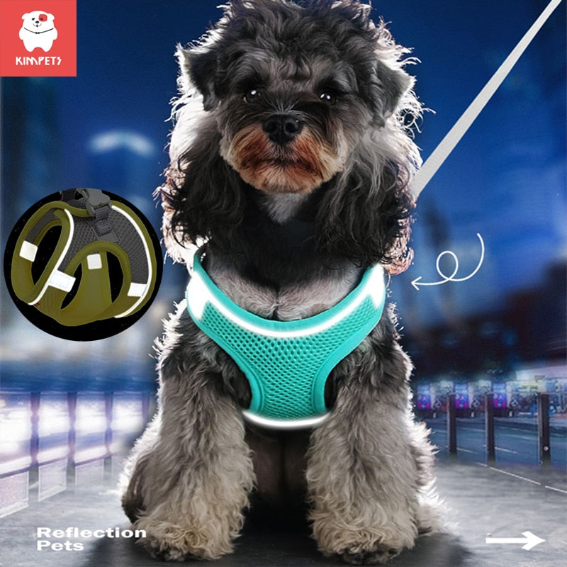 Kimpets Dog Harness Clothes, Cat Collars Rope Small Dogs Reflective Breathable Outdoor Walking for pets