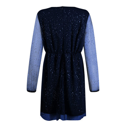 Sexy V-Neck Lace Slim Ruffles Dress