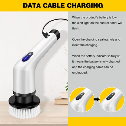 DayPlus Cordless Electric Brush Multi-functional Automatic Hand-held Electric Cleaning Brush Bathroom Toilet Floor Toilet 3 Head