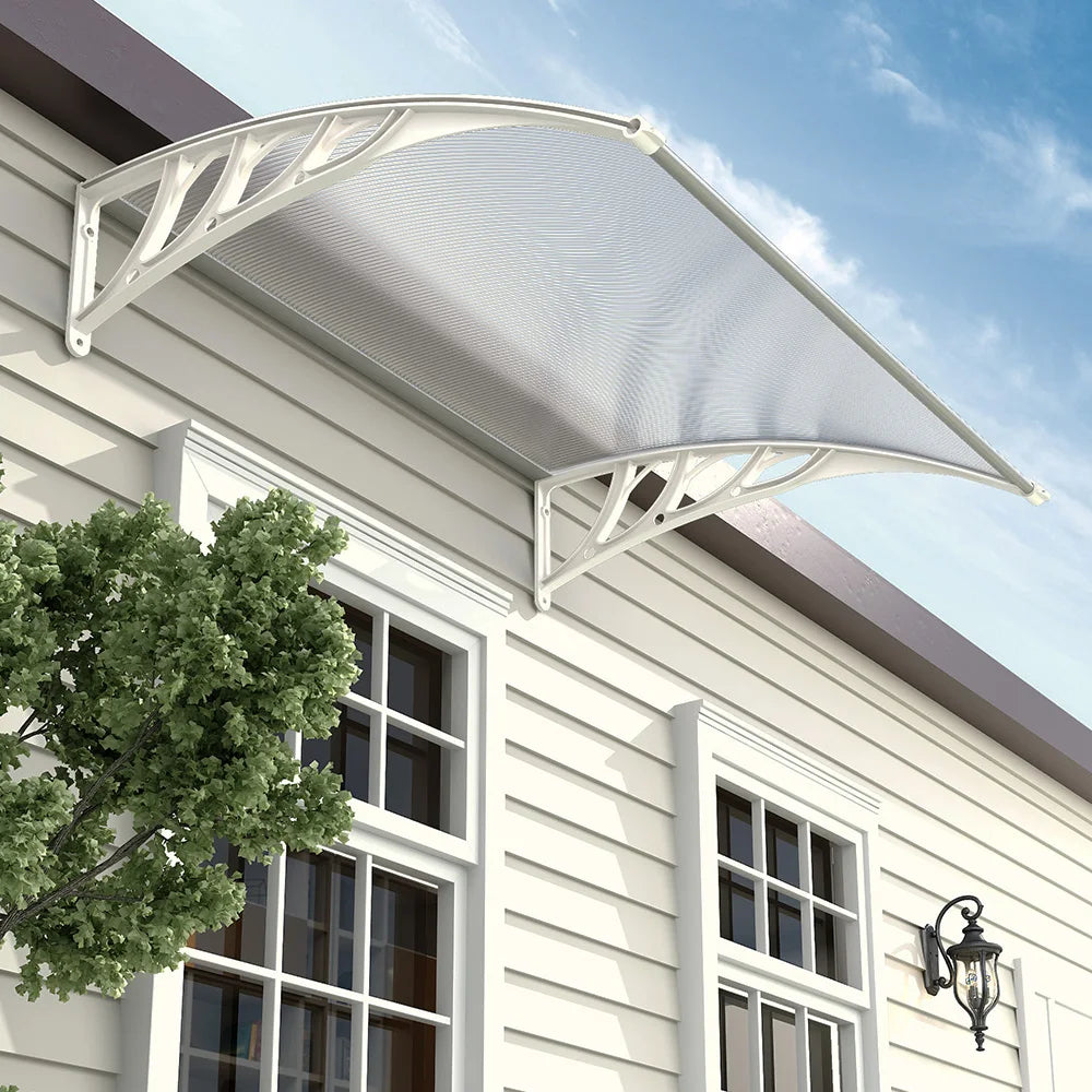Door Canopy Awning Window Rain Snow Shelter Curved Sheet, White 120CM